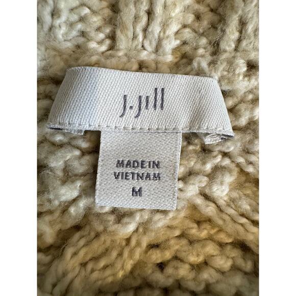 J. Jill sweater crew neck pull over cabled cream with navy blue stripes Sz M - Picture 5 of 7